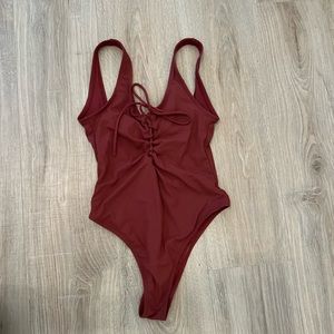 One Piece Bathing Suit - Red - Size Small